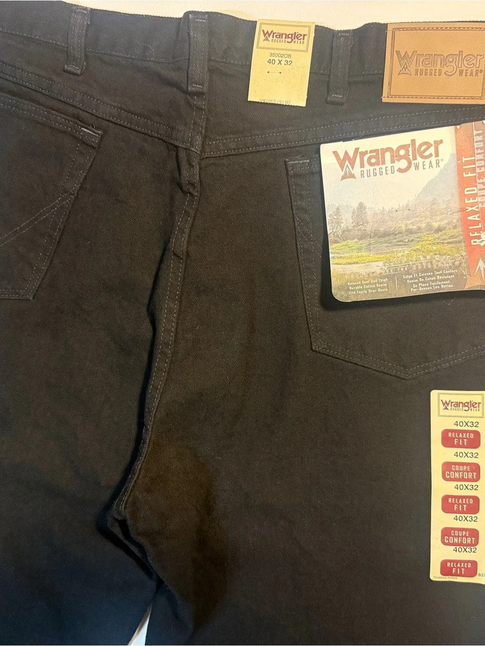 Wrangler Black Denim‎ Jeans with Metal Logo Button